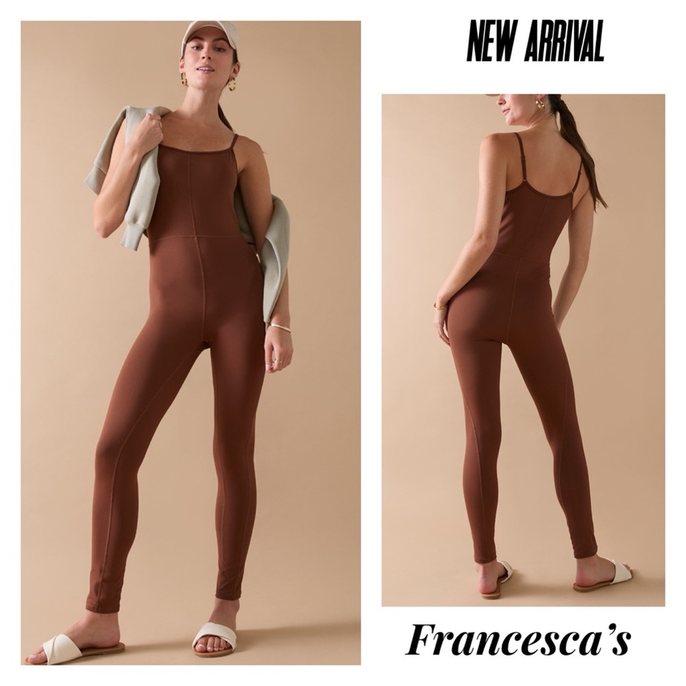🤎New Francesca’s Yummi Brown Sleeveless Square Neck  One-Piece Catsuit 🤎 - Picture 2 of 6